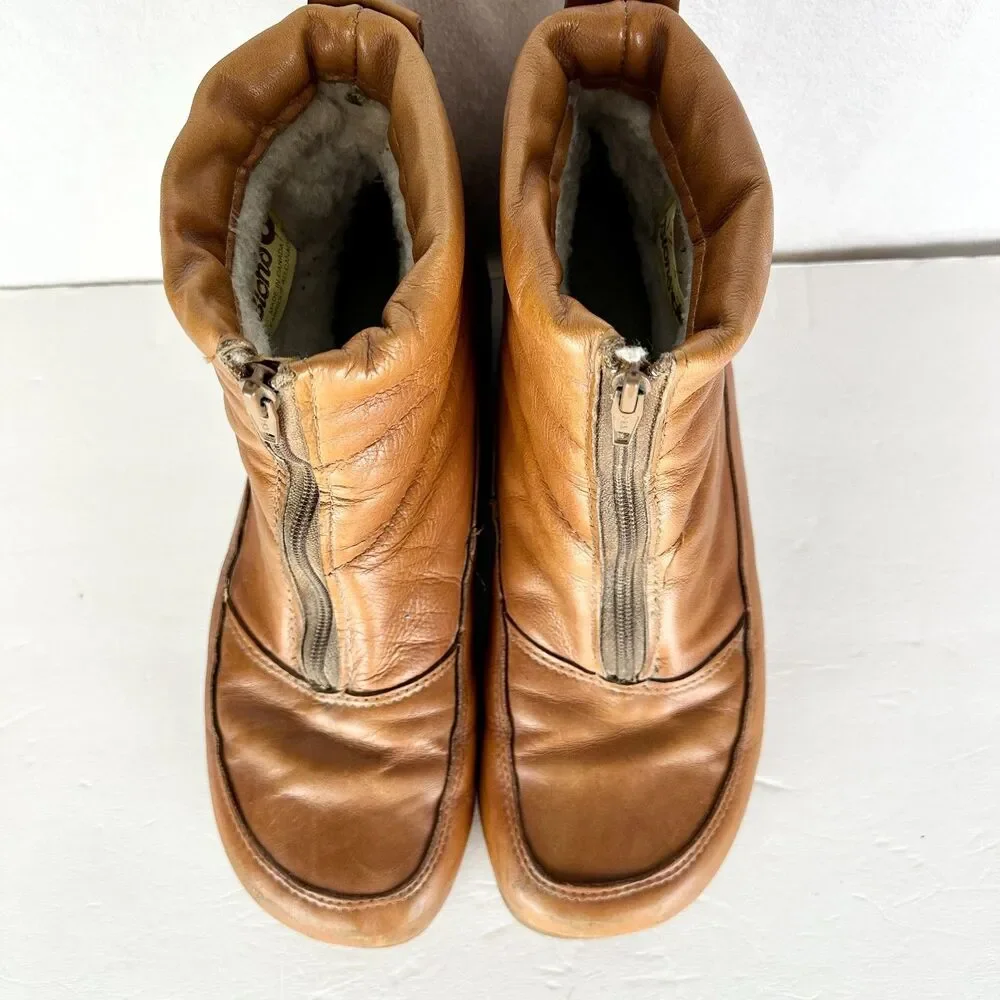 Vintage Blondo Men's Leather Zip Front Sherpa Boots Size 12 Sugarloafer Gum Sole